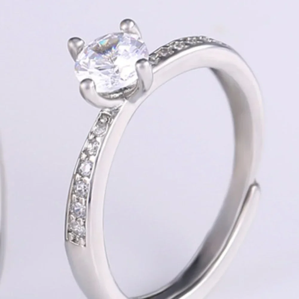 ✨925 Silver Plated Promise Lovers Dainty Round CZ Women Ring, GPMB1435